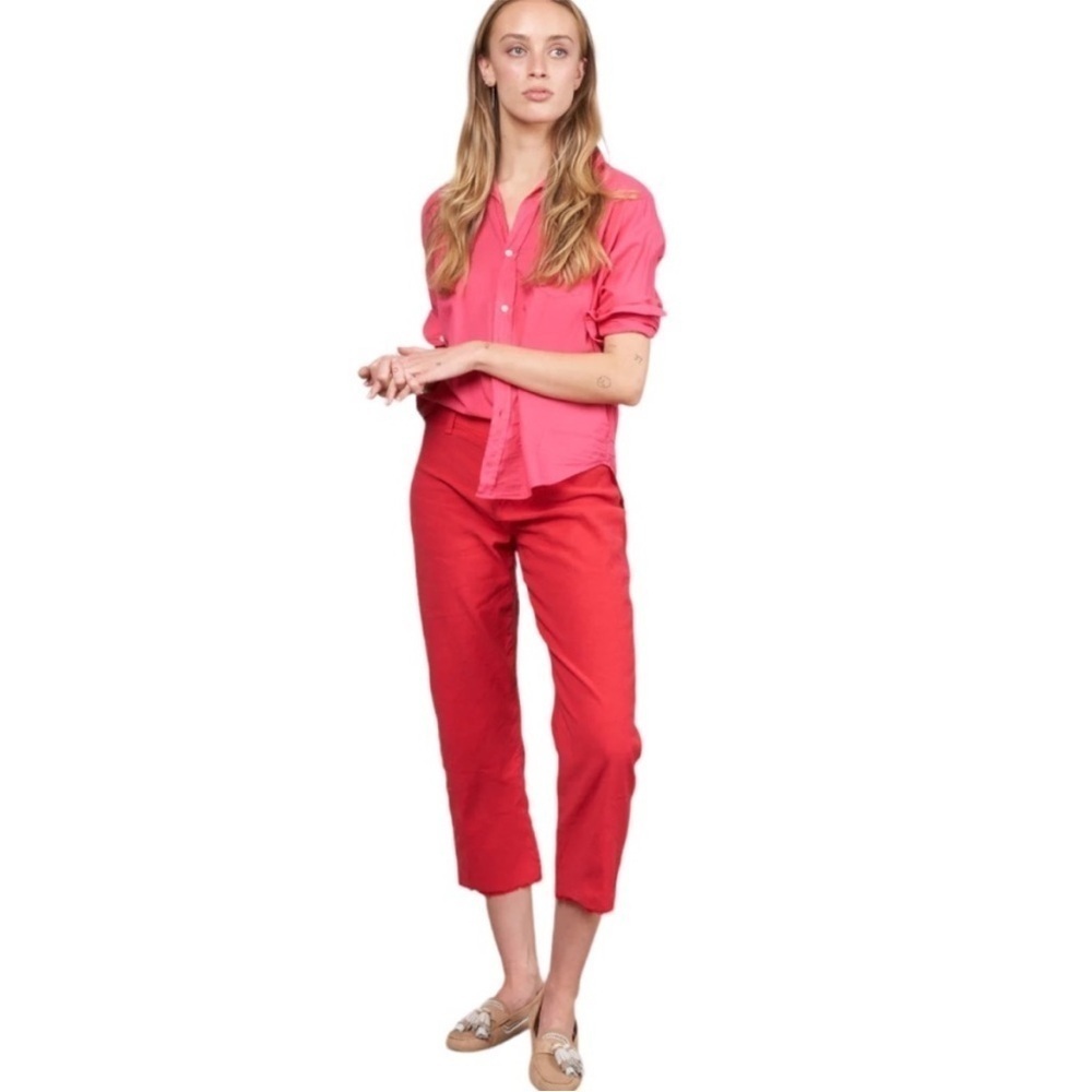 Frank & Eileen Kinsale Performance Pant Raw Hem High Rise 2 Red classic cropped